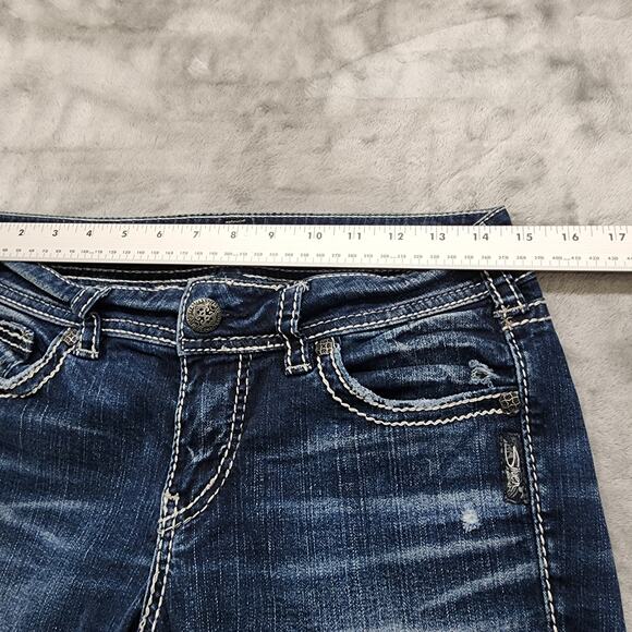 Silver Jeans Women W29/L22 1/2 Blue Dark Wash Suki Mid Capri Fluid Stretch Denim - Picture 11 of 15